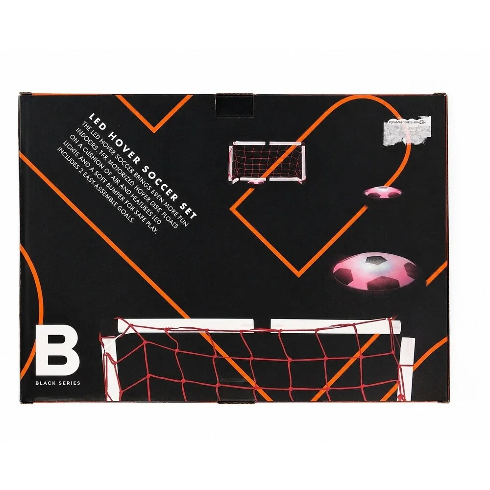 Black Series LED Hover Soccer Set Motorized Disc 2 Goals Indoor Game Night Play